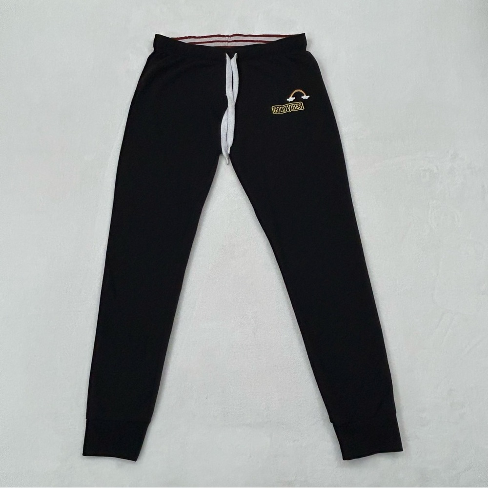 Rue 21 Good Vibes Embroidered Black Comfort Comfy Lounge Sweatpants Women’s S